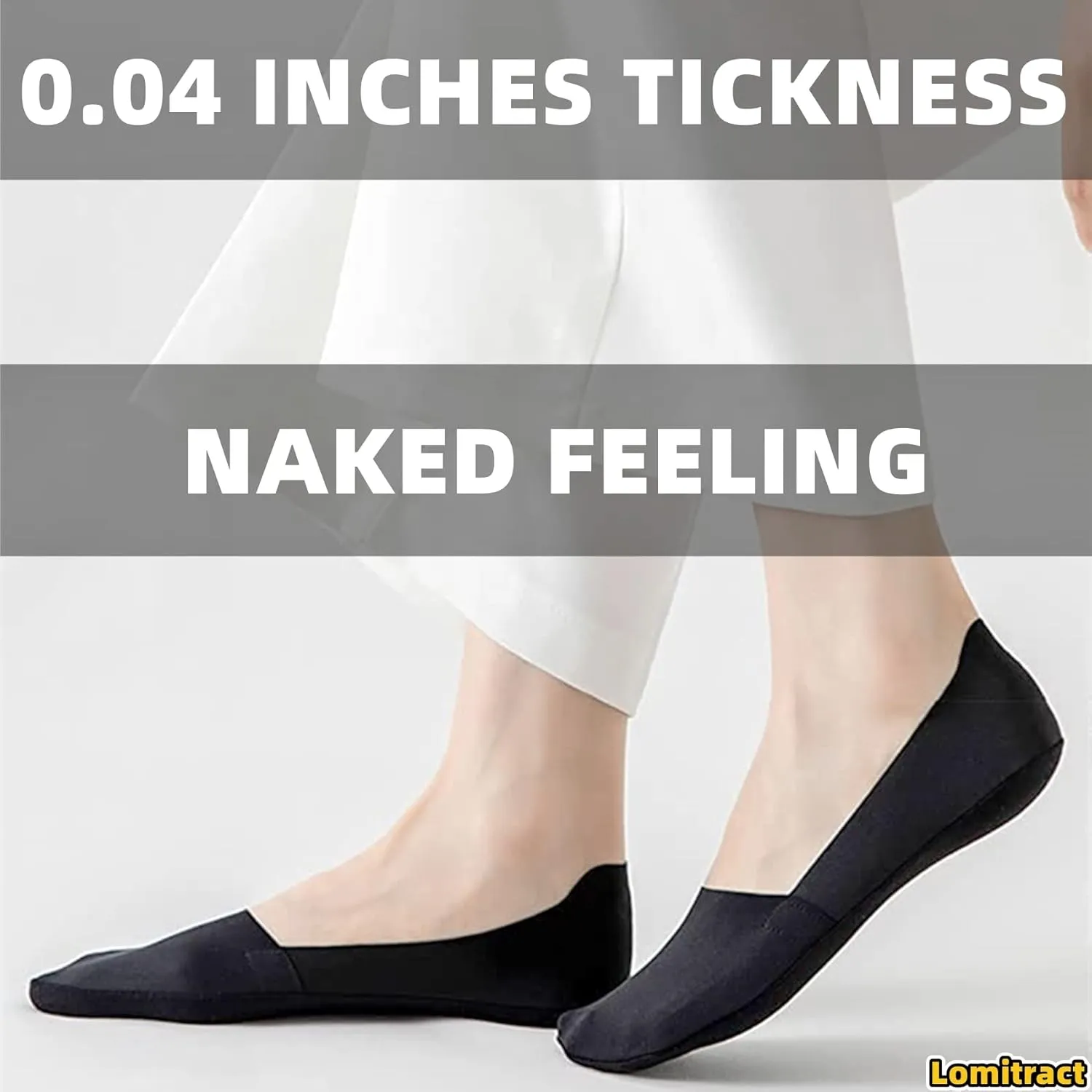 Lomitract Thin No Show Socks (Women 5-12), Made of Ice Silk Surface on the Surface & Cotton on the Bottom