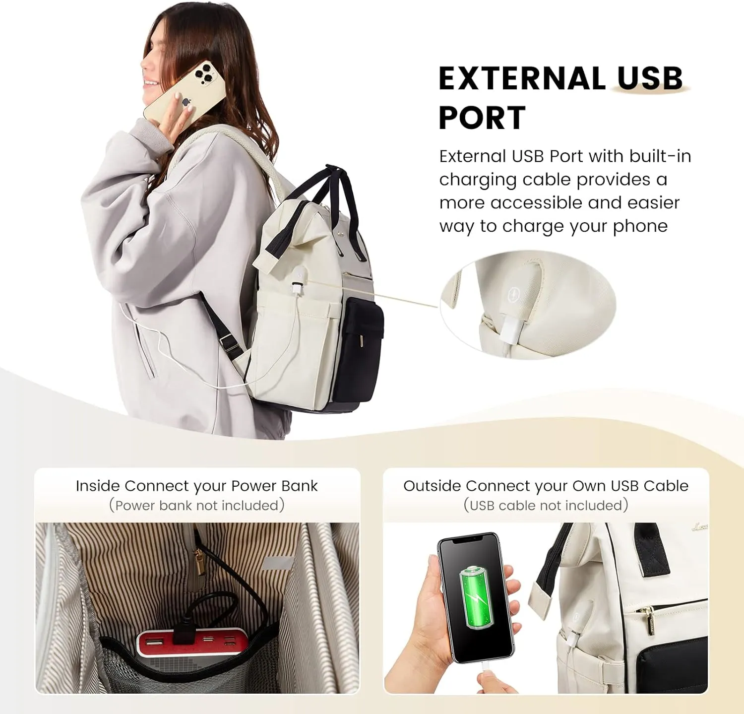 LOVEVOOK Laptop Backpack Purse for Women Waterproof Teacher Nurse Bag, 17.3 Inch Work Laptop Bag with USB Port, Business Travel Computer Backpack
