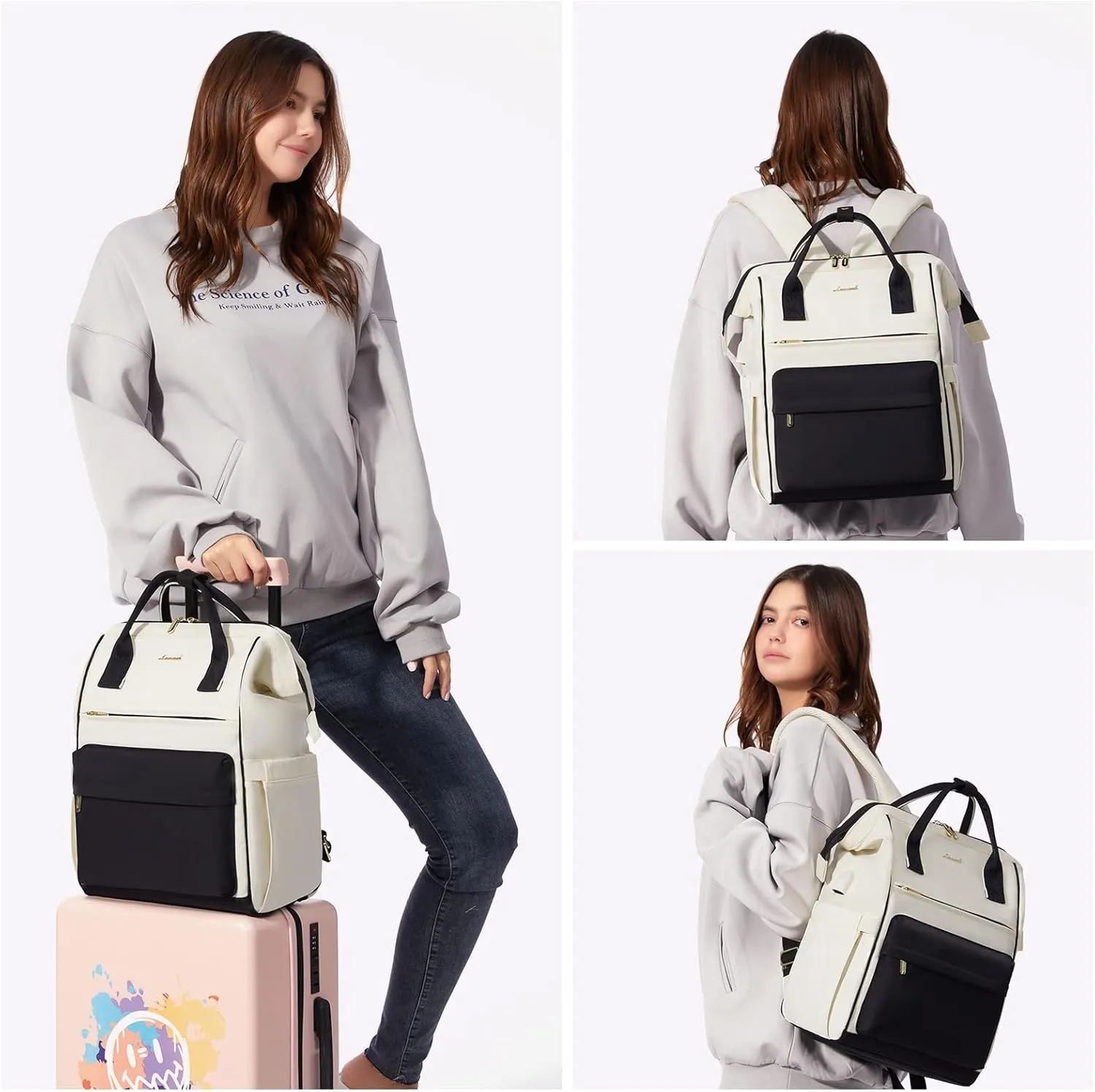 LOVEVOOK Laptop Backpack Purse for Women Waterproof Teacher Nurse Bag, 17.3 Inch Work Laptop Bag with USB Port, Business Travel Computer Backpack