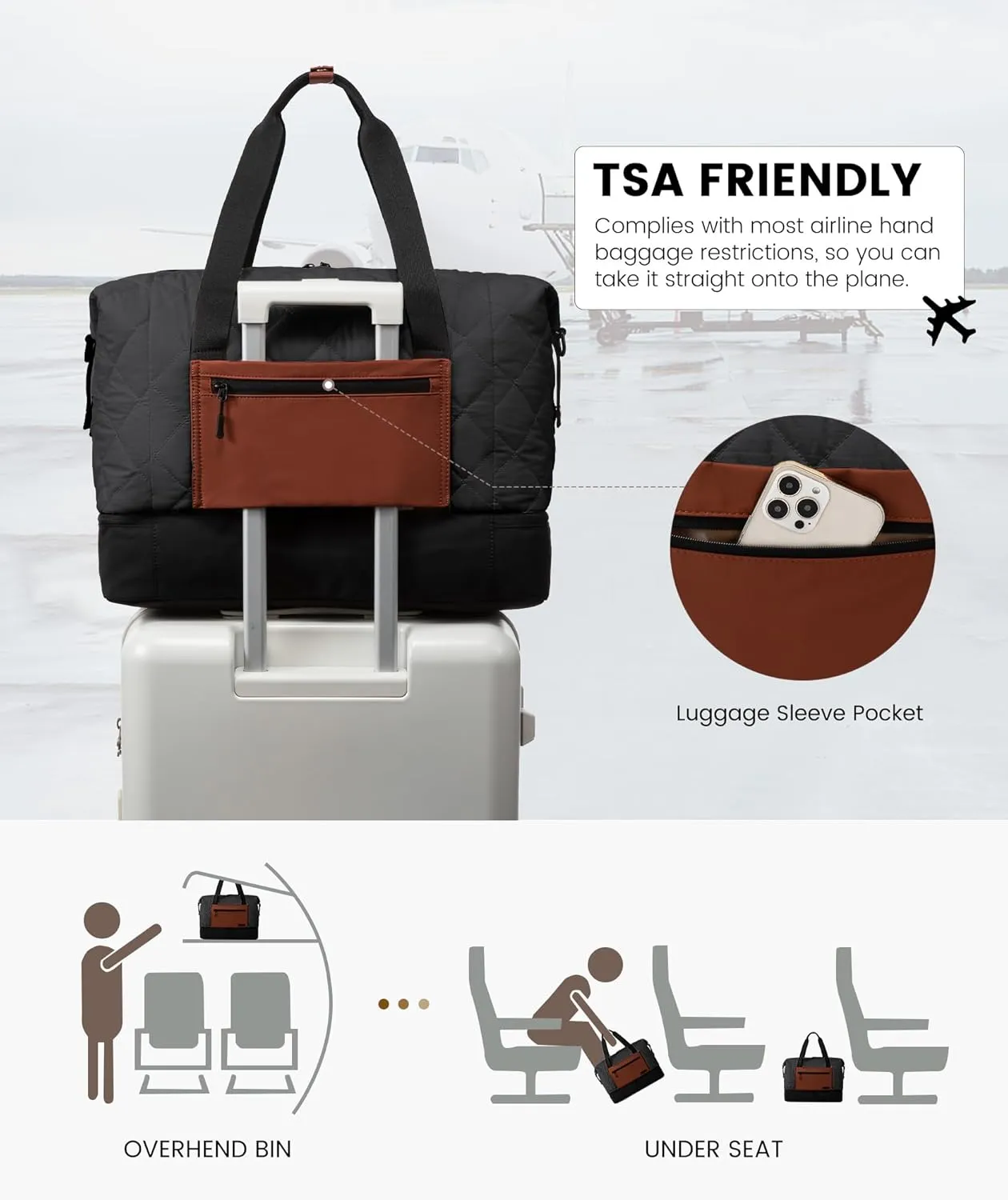 LOVEVOOK Weekender Bags for Women, Puffer Travel Duffel Bags for Woman, Large Hospital Bag for Women Labor Delivery with Shoe Compartment, Carry On Overnight Bag, Personal Item Travel Bag for Airplane