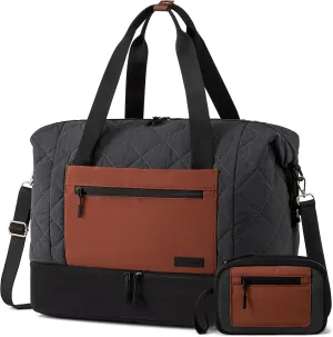 LOVEVOOK Weekender Bags for Women, Puffer Travel Duffel Bags for Woman, Large Hospital Bag for Women Labor Delivery with Shoe Compartment, Carry On Overnight Bag, Personal Item Travel Bag for Airplane