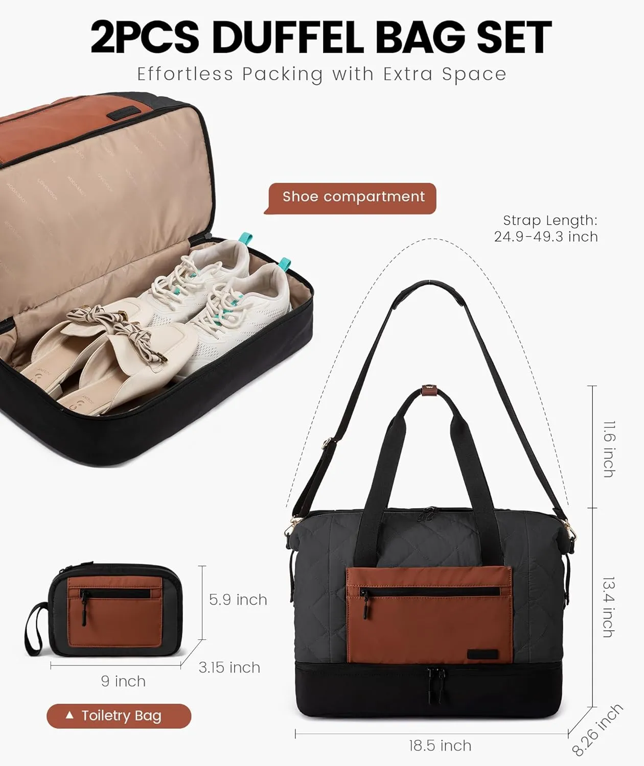 LOVEVOOK Weekender Bags for Women, Puffer Travel Duffel Bags for Woman, Large Hospital Bag for Women Labor Delivery with Shoe Compartment, Carry On Overnight Bag, Personal Item Travel Bag for Airplane