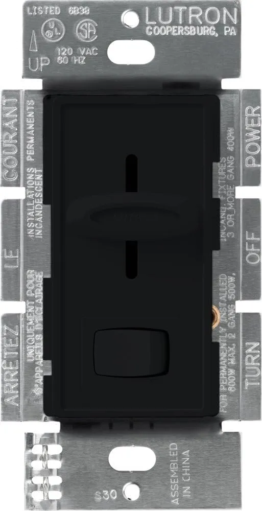 Lutron Skylark Preset Dimmer, 1000-Watt Incandescent, Single-Pole, S-10P-BL, Black