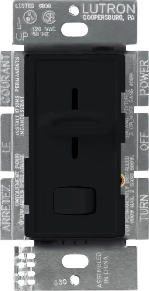 Lutron Skylark Preset Dimmer, 1000-Watt Incandescent, Single-Pole, S-10P-BL, Black