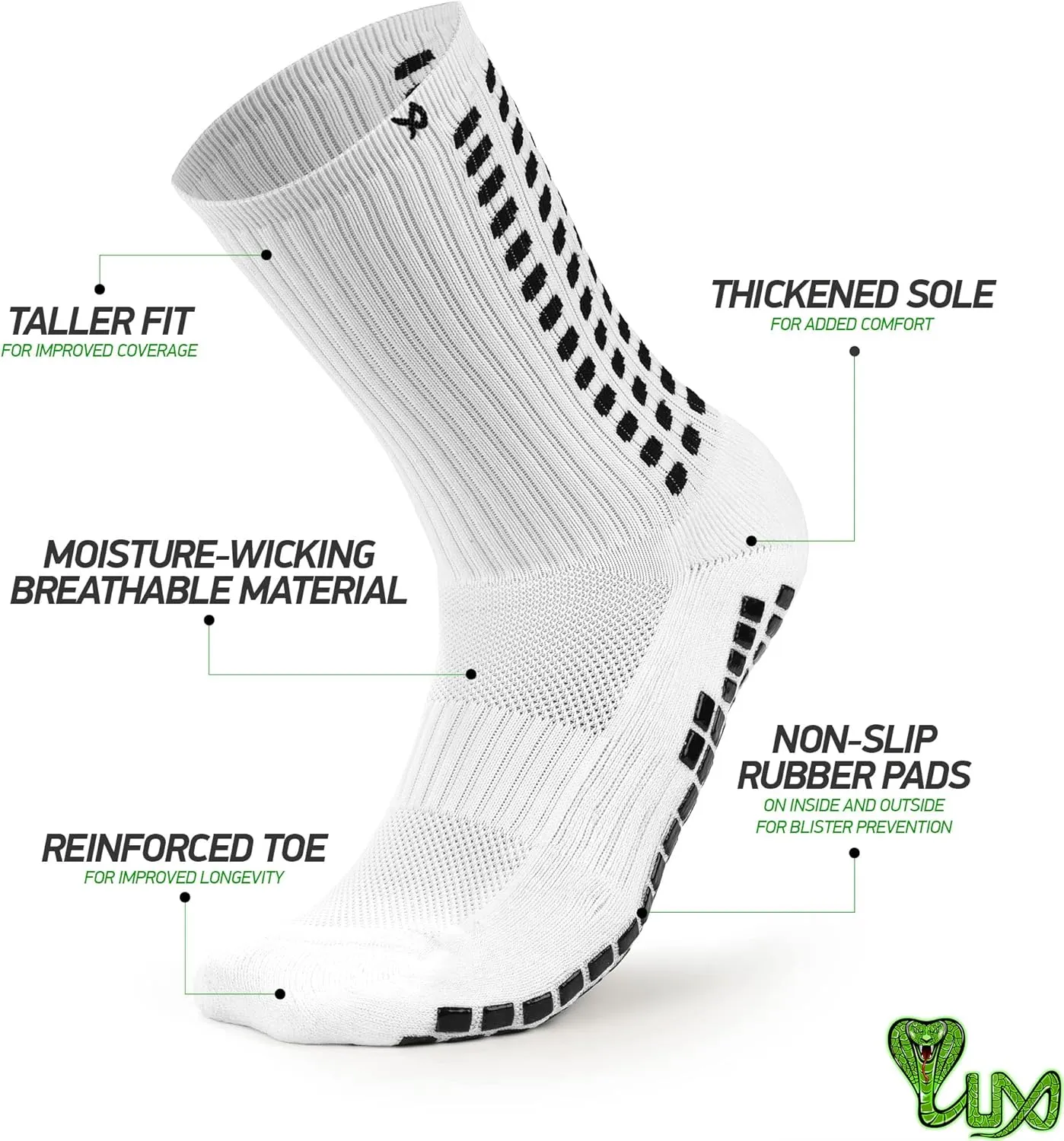 Lux Dual Grip Socks - Soccer Grip Socks for Men and Women. GripArray Performance & Comfort