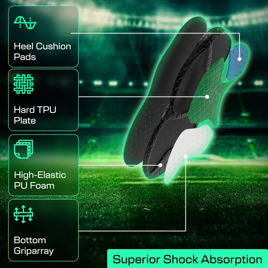 LUX Dual Grip Sports Insoles with GripArray - Easily Trimmed to Fit Any Foot Shape - Shock Absorbing Athletic Performance Sport Insoles - Shoe Inserts for Women & Men's Soccer, Running, Basketball