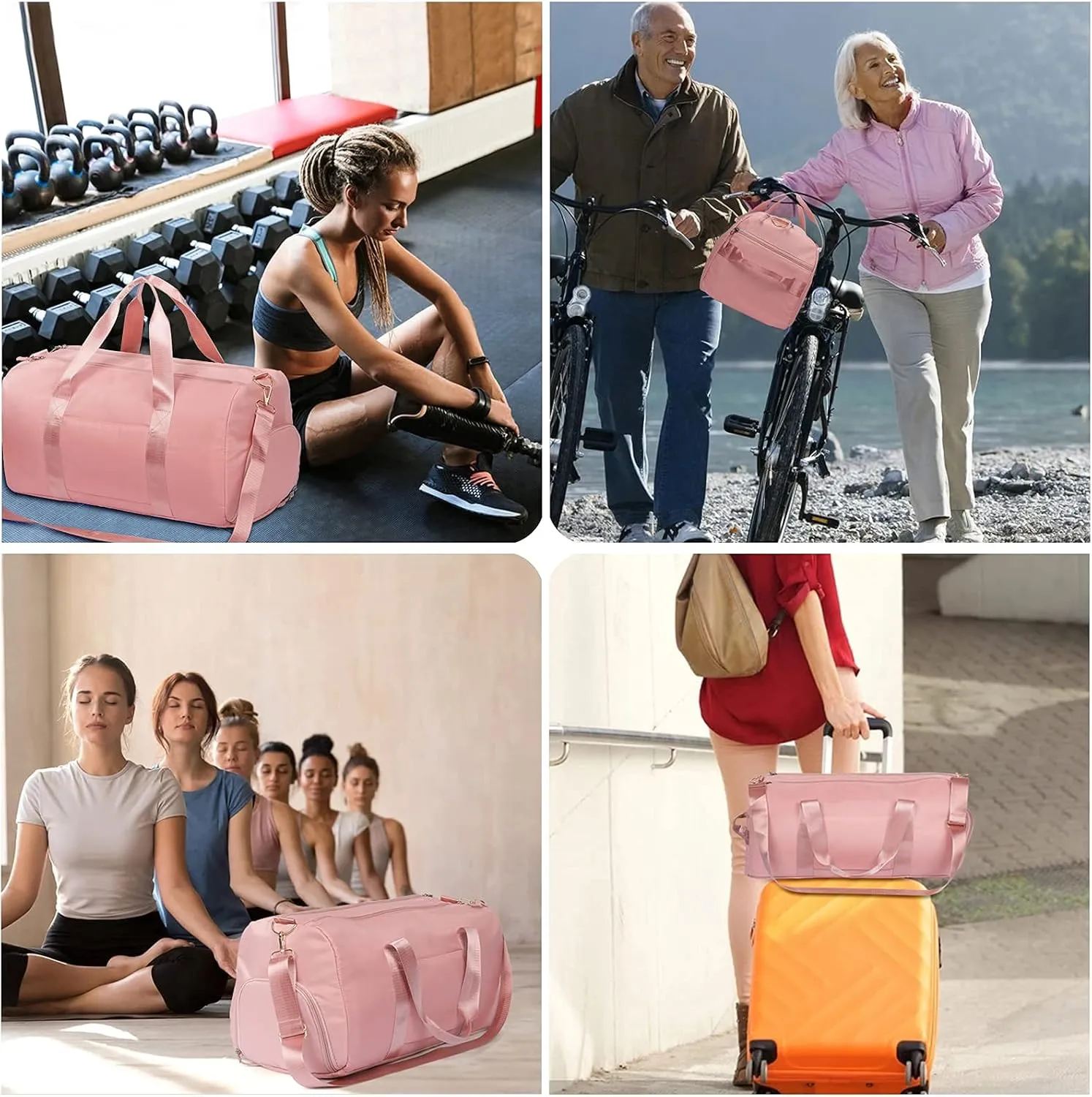 MABROUC Duffle Bag For Women, Sports Duffel Bag for Gym with Wet Pocket & Shoe Compartment, Overnight Weekender Travel Bag