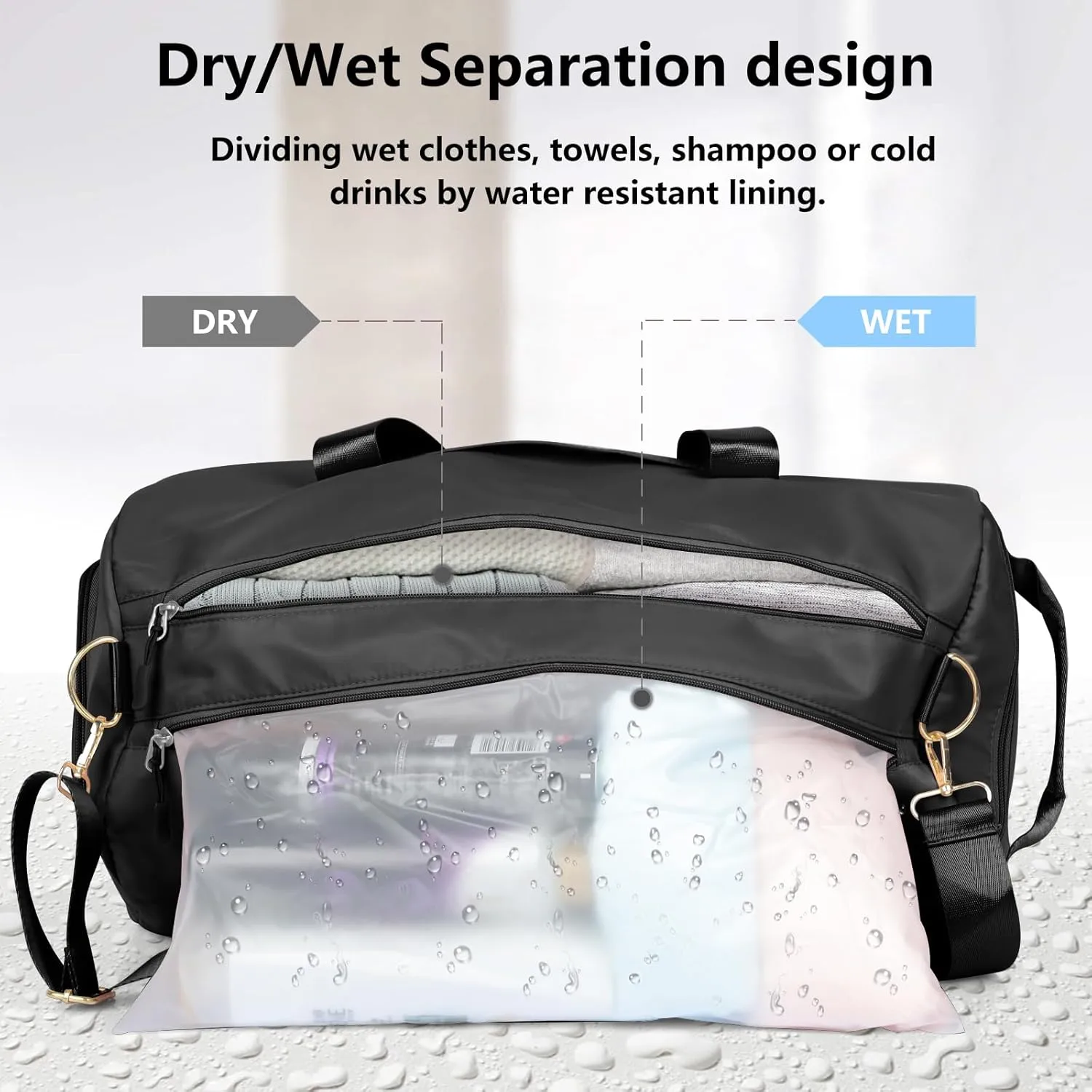 MABROUC Duffle Bag For Women, Sports Duffel Bag for Gym with Wet Pocket & Shoe Compartment, Overnight Weekender Travel Bag