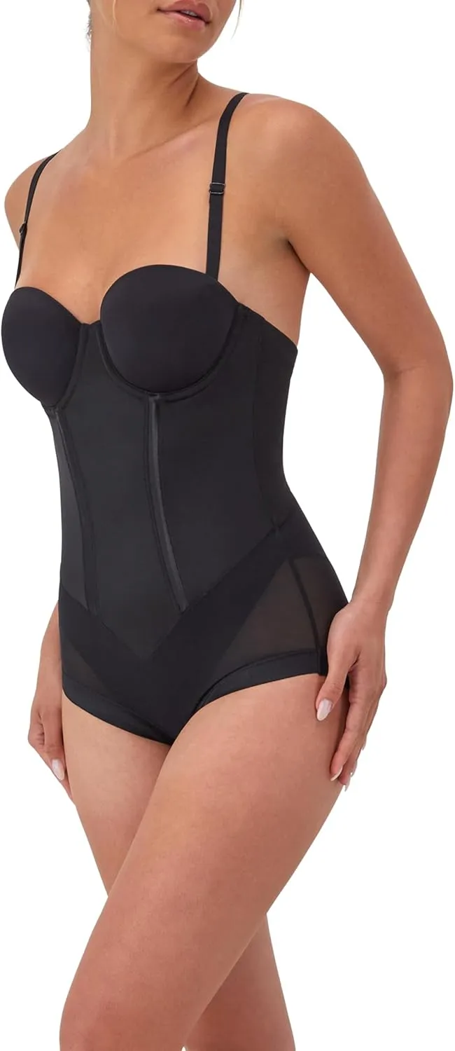 Maidenform Women's Shapewear Tummy Control Bodysuit, Built-In Bra Convertible to Strapless, Ultra Firm Shapewear Bodysuit