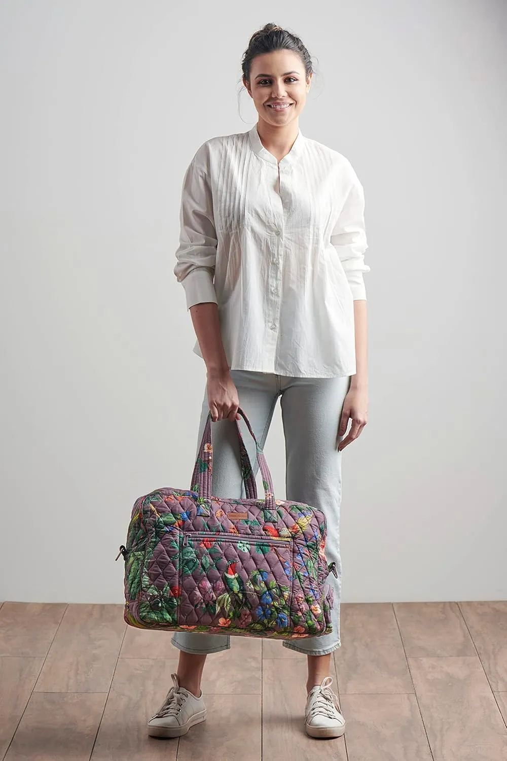 Maison d' Hermine Weekend Bag Cotton Quilted Duffel Overnight Luggage Weekender Gym Bag for Gifts Travel Men Women Business Travellers Family Trip, Eden - Violet