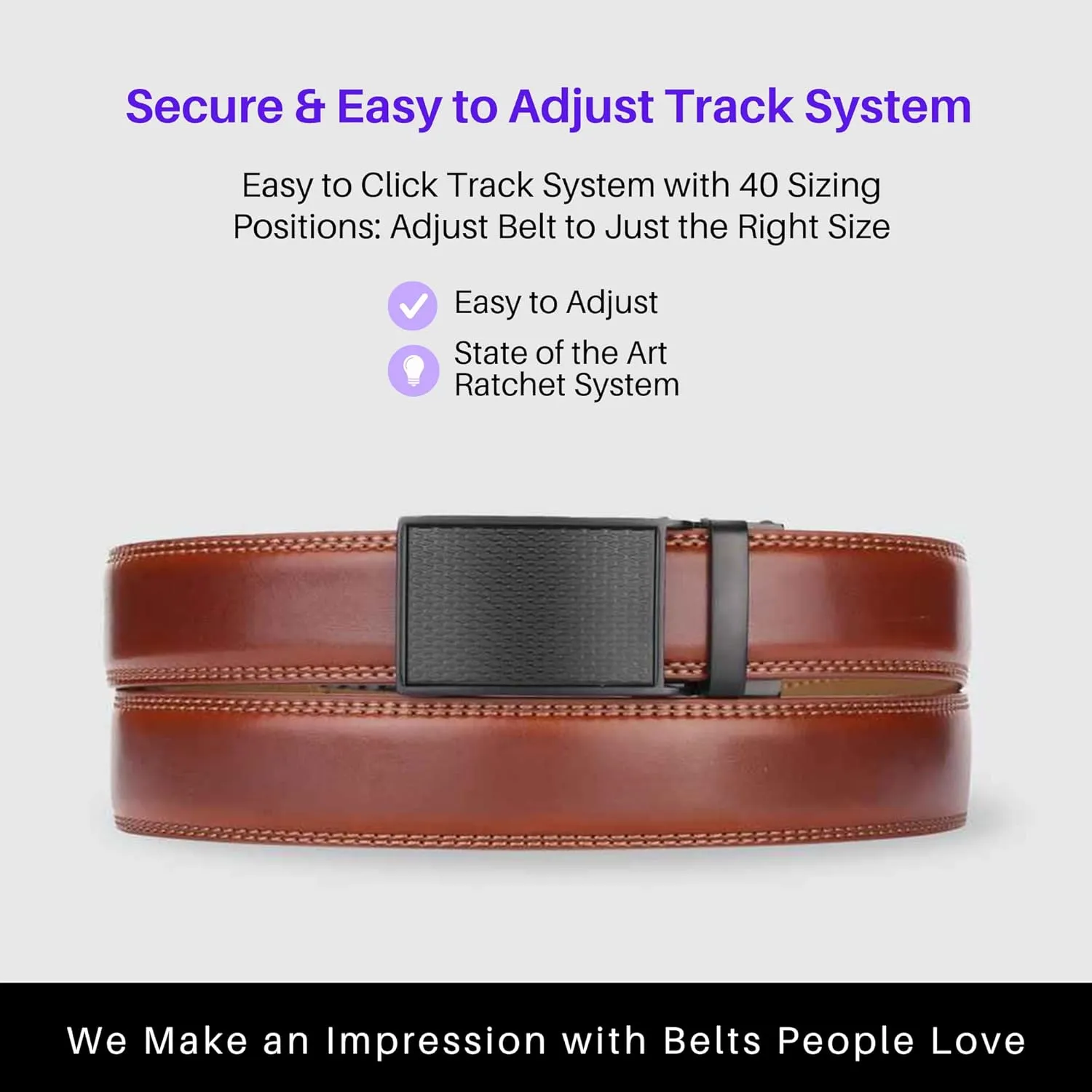 Marino Avenue Ratchet Belt for Men. Adjustable Leather Dress Belt with 38 Easy to Click Into Place Ratchet Closures.