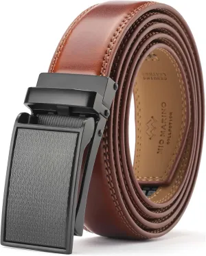 Marino Avenue Ratchet Belt for Men. Adjustable Leather Dress Belt with 38 Easy to Click Into Place Ratchet Closures.