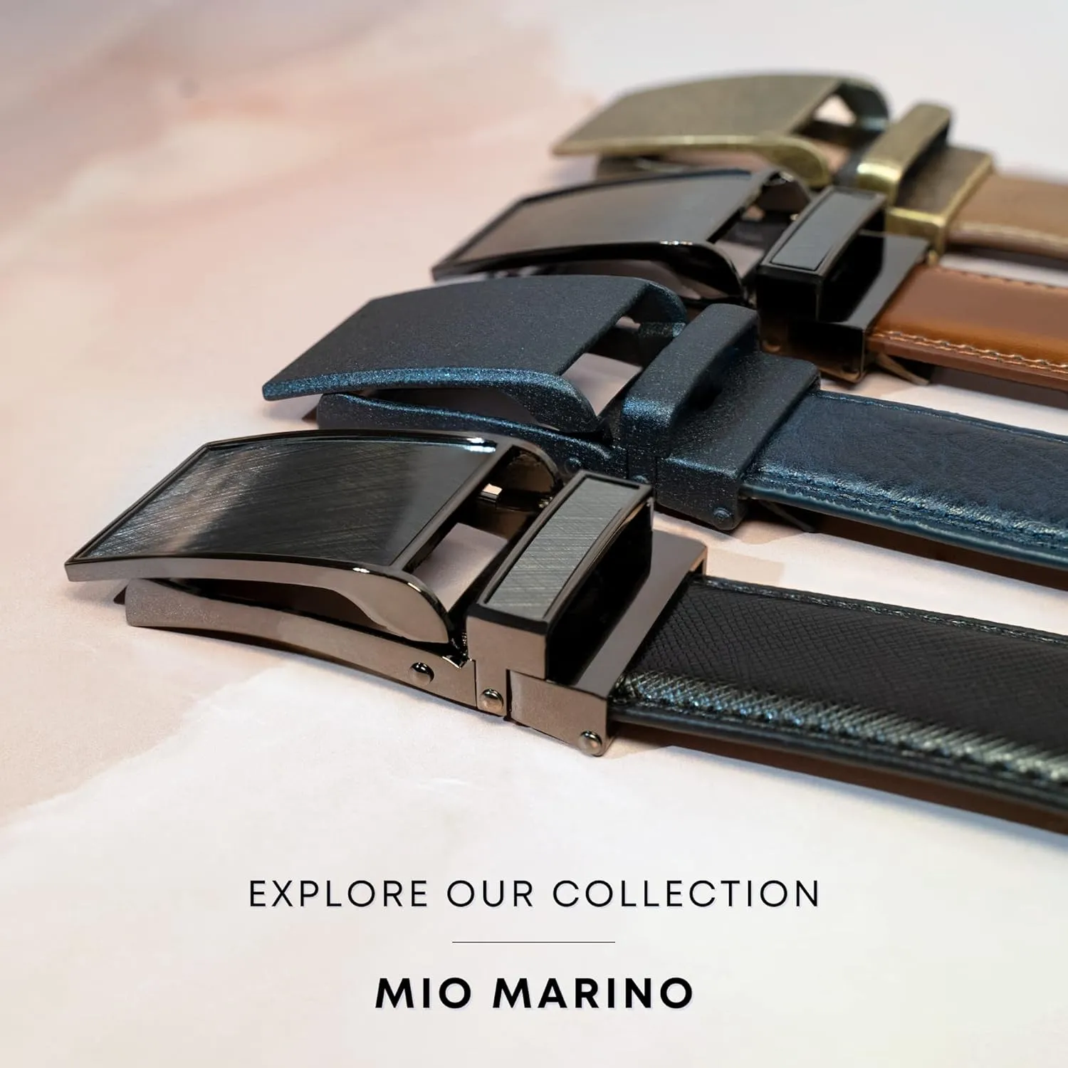 Marino Avenue Ratchet Belt for Men. Adjustable Leather Dress Belt with 38 Easy to Click Into Place Ratchet Closures.