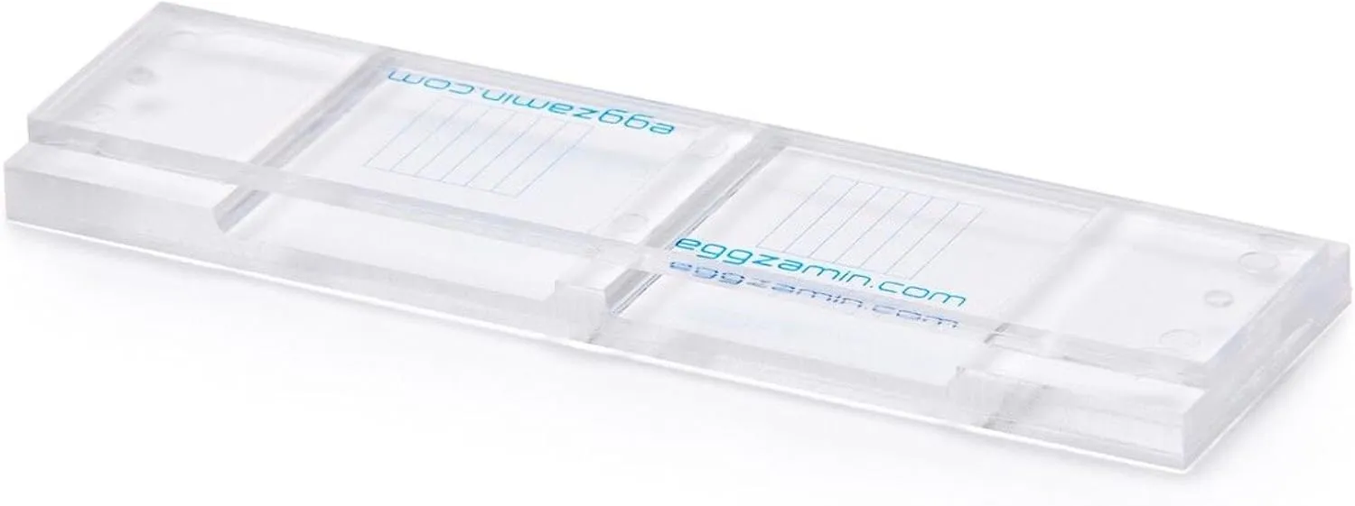 McMaster Method Microscope Slide - FEC (Fecal Egg Count) or Worm Count, Double Chamber Slide for Parasite Testing and Management in Horses, Sheep, Goats and Cattle