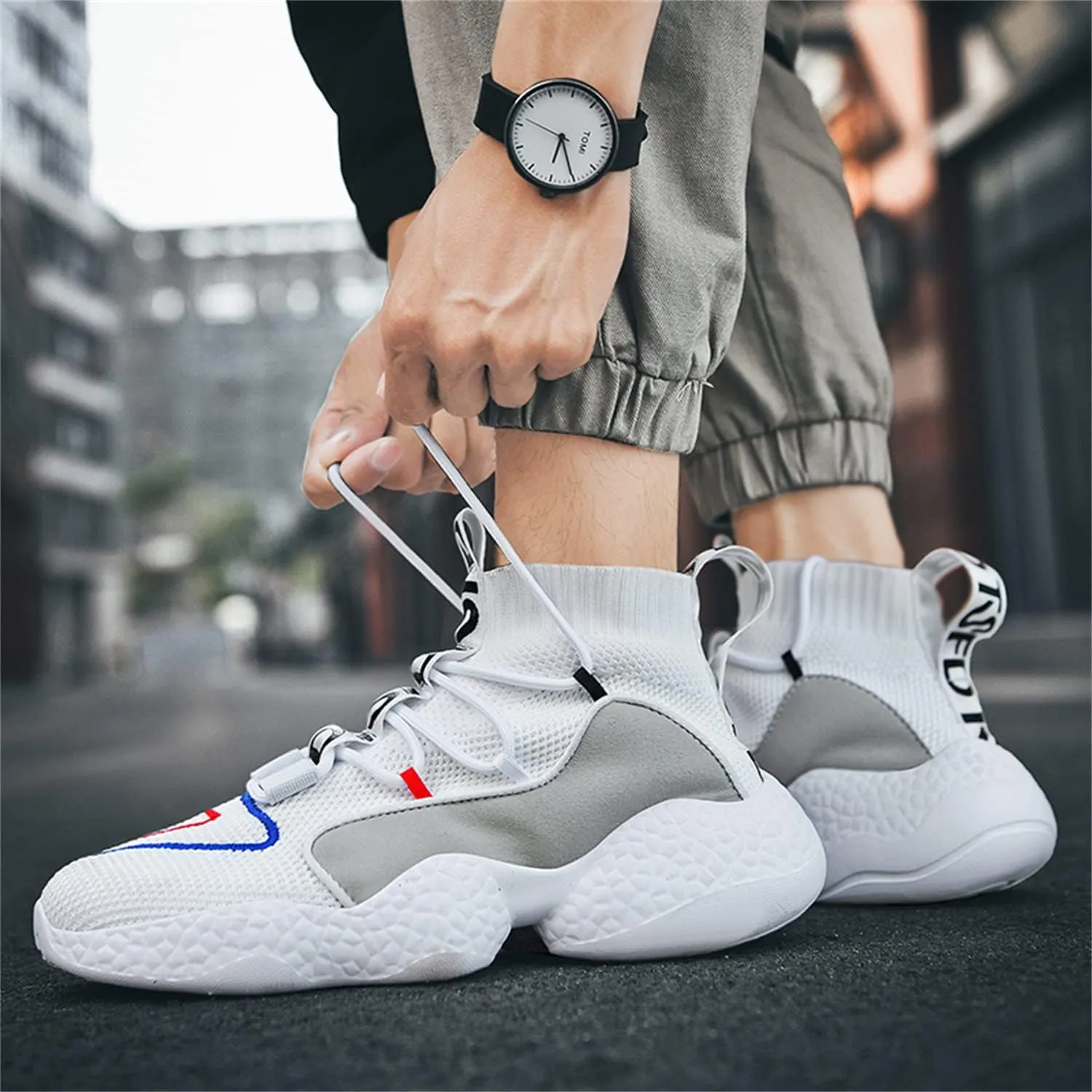 MDPCX Couple Shoes High top Men's Socks Shoes Running Light Breathable Casual Women's Sports Shoes Fashion Sports Shoes Climbing Shoes