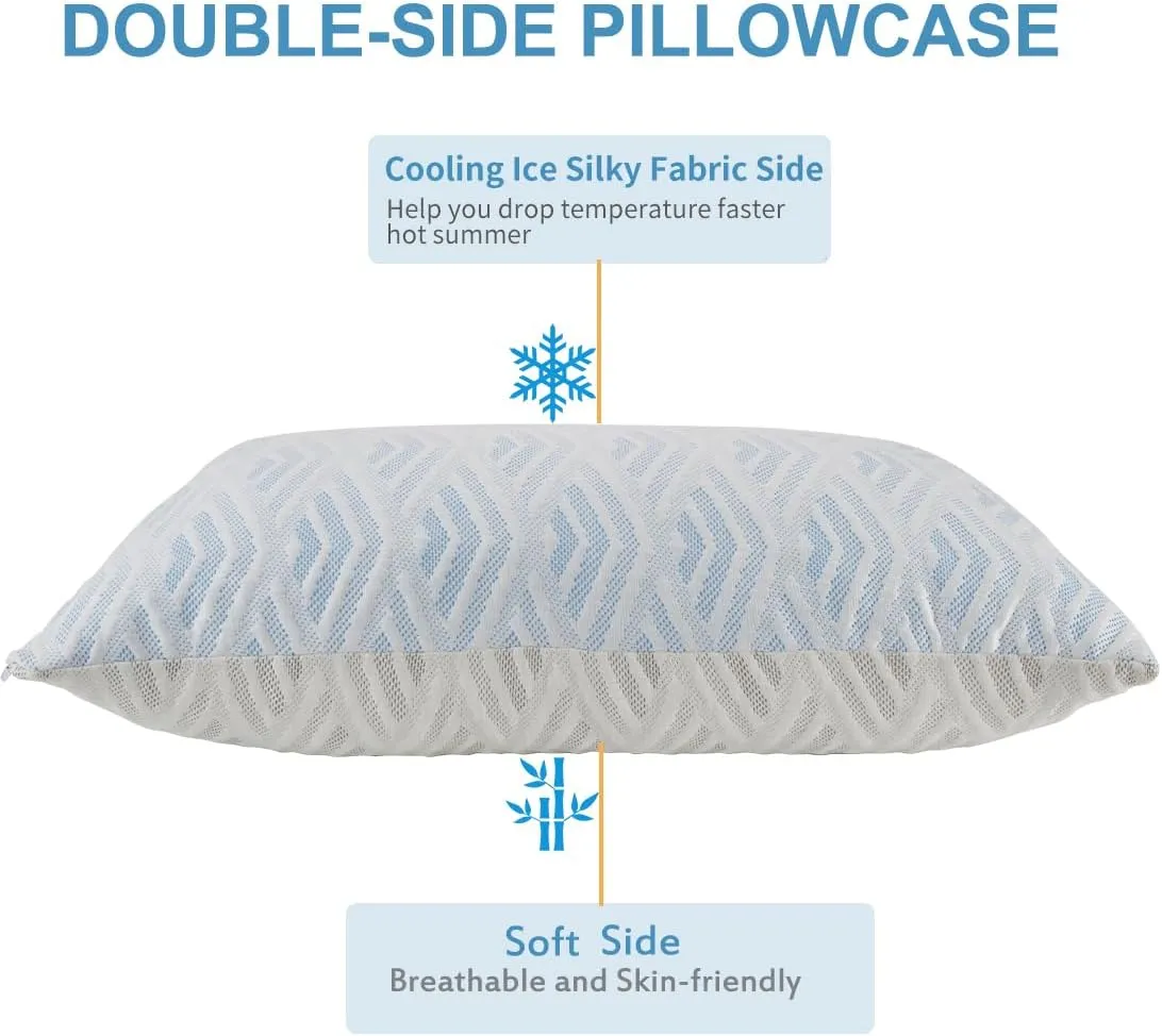 Memory Foam Pillows Queen Size Set of 2,Side Sleeper Pillow for Neck and Shoulder Pain,Pillows for Sleeping,Adjustable Cooling Neck Pillow with Washable Removable Cover
