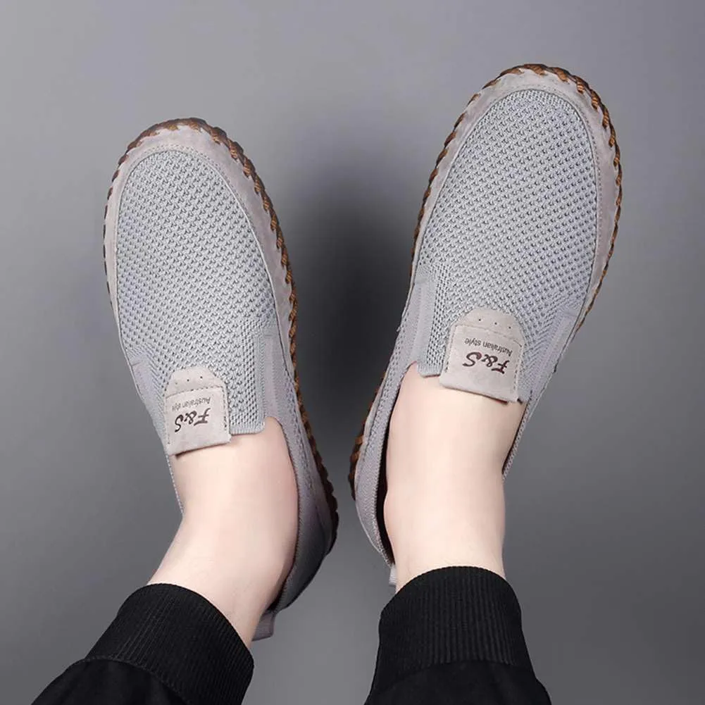Men's Genuine Leather Loafer Shoes Slip On Soft Walking Shoes Perforated Driving Shoes