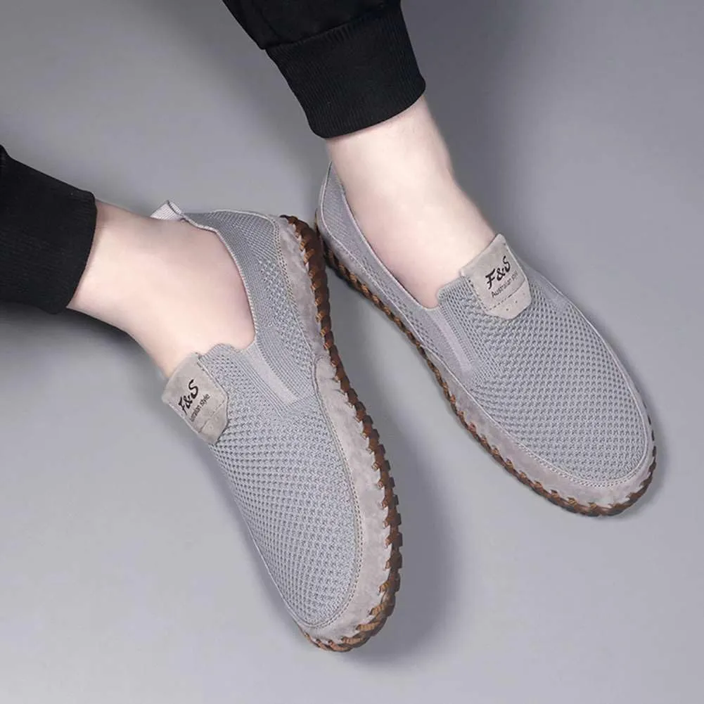 Men's Genuine Leather Loafer Shoes Slip On Soft Walking Shoes Perforated Driving Shoes