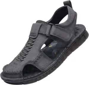 Mens Hiking Sandals Leather Outdoor Sports Summer Beach Fisherman Water Shoes Walking Closed Toe Trekking Sandals Comfort Casual Breathable Non-Slip Athletic Sandals