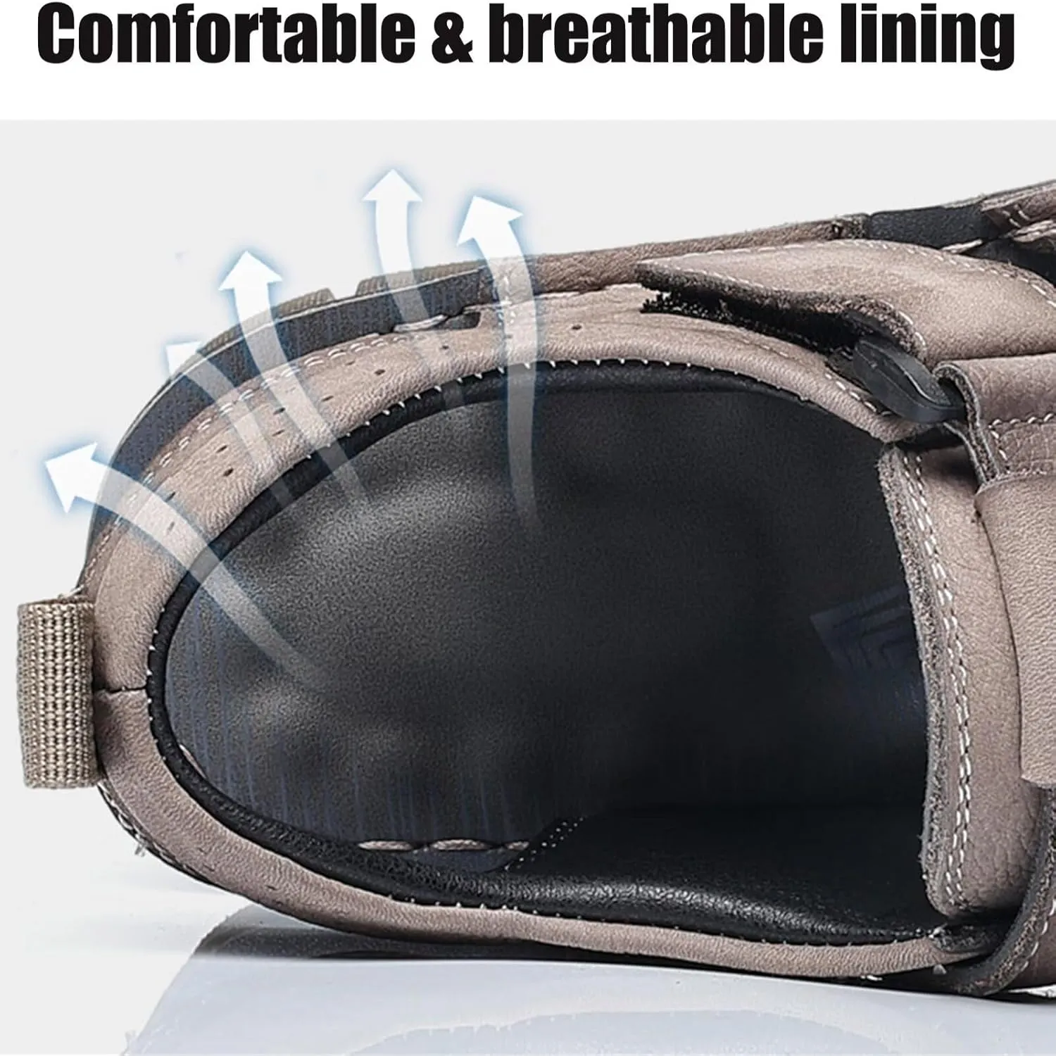 Mens Hiking Sandals Leather Outdoor Sports Summer Beach Fisherman Water Shoes Walking Closed Toe Trekking Sandals Comfort Casual Breathable Non-Slip Athletic Sandals