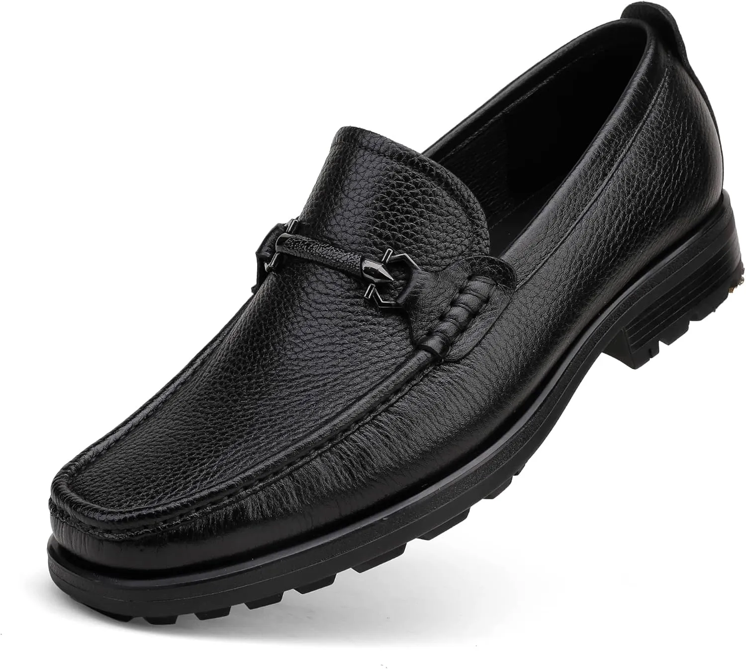 Men's Leather Penny Loafers, Classic Crocodile Printed Dress Shoes Soft Thick Sole Slip-On Dress Loafer for Mens Wedding Business Formal Shoes