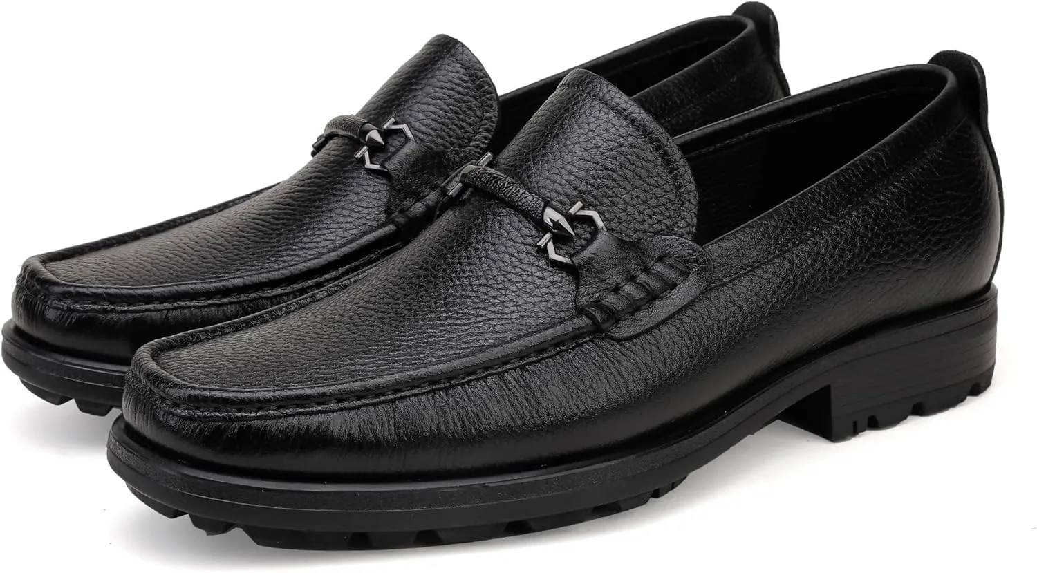 Men's Leather Penny Loafers, Classic Crocodile Printed Dress Shoes Soft Thick Sole Slip-On Dress Loafer for Mens Wedding Business Formal Shoes
