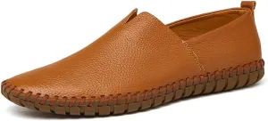 Men's Lightweight Casual Genuine Leather Slip On Penny Loafer Flats Soft Driving Walking Shoes