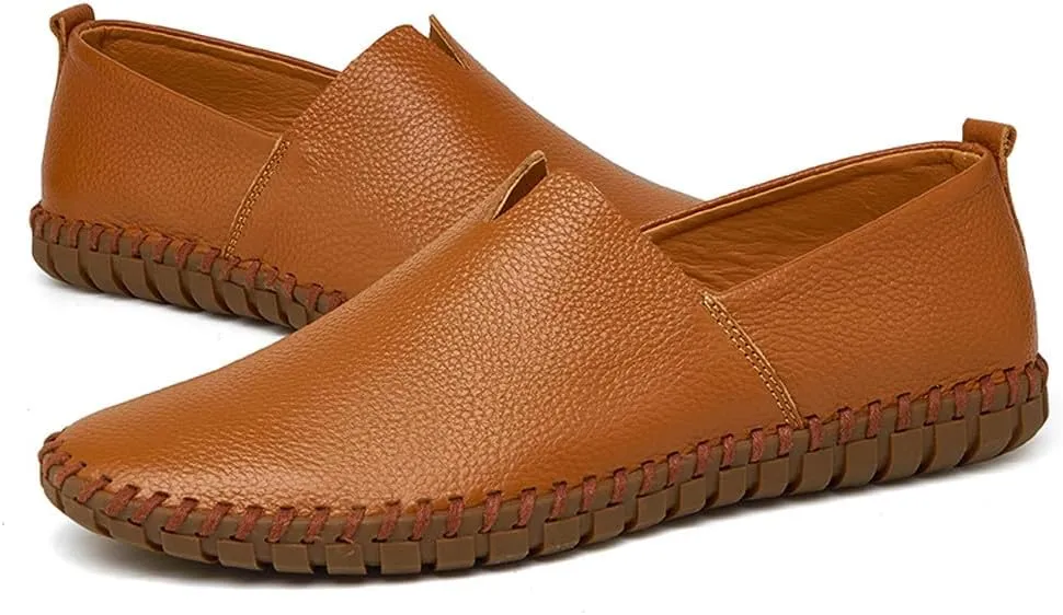 Men's Lightweight Casual Genuine Leather Slip On Penny Loafer Flats Soft Driving Walking Shoes