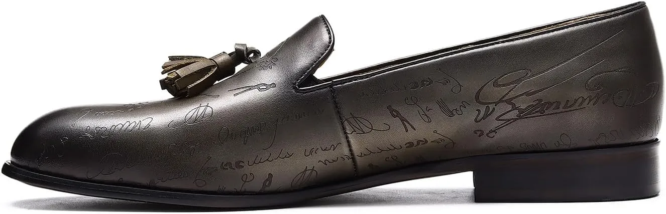 Mens Loafers Dress Casual Slip-On Tassel Loafer Fashion Wedding Tuxedo Moccasin Genuine Leather Formal Business Penny Loafers Comfortable Slipper Shoes for Men
