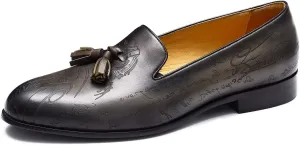 Mens Loafers Dress Casual Slip-On Tassel Loafer Fashion Wedding Tuxedo Moccasin Genuine Leather Formal Business Penny Loafers Comfortable Slipper Shoes for Men