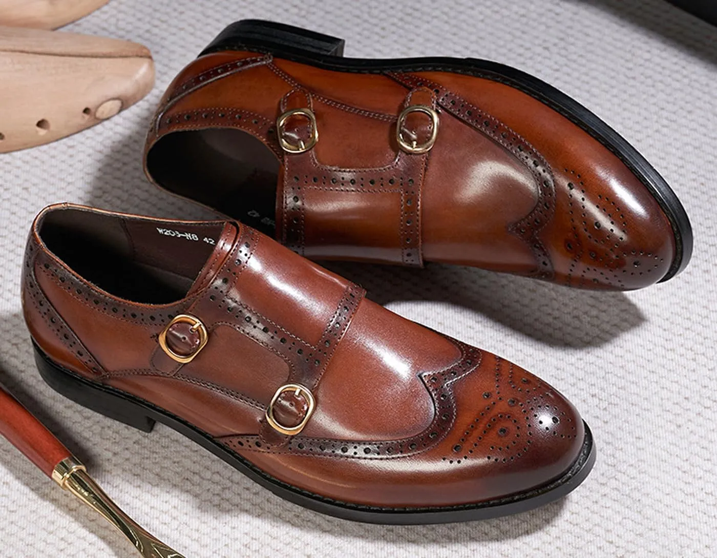 Mens Loafers Formal Dress Shoes Genunie Leather Wingtip Toe Monk Strap Loafer Business Casual Prom Wedding Suit Shoes Comfortable Fashion Tuxedo Shoes for Men