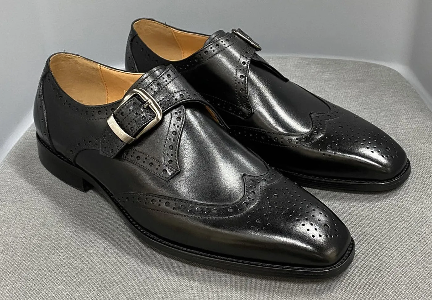 Mens Loafers Formal Dress Shoes Genunie Leather Wingtip Toe Monk Strap Loafer Prom Wedding Business Casual Suit Shoes Comfortable Fashion Tuxedo Shoes for Men