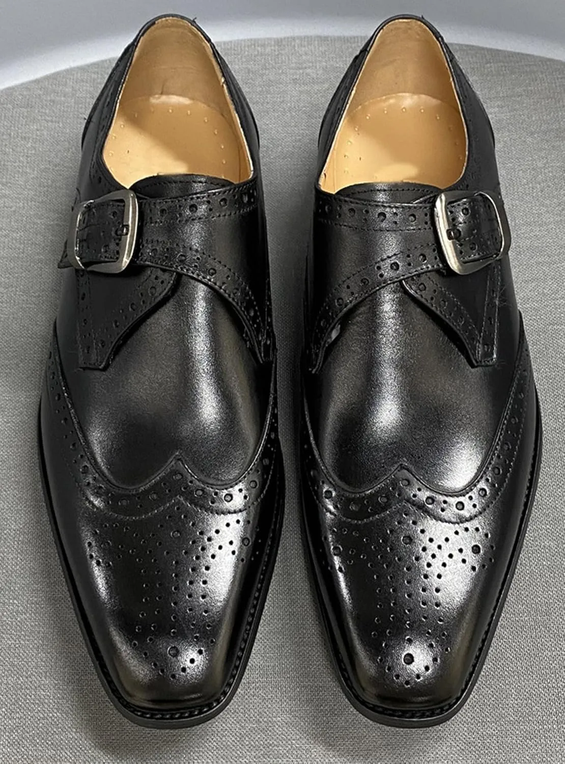 Mens Loafers Formal Dress Shoes Genunie Leather Wingtip Toe Monk Strap Loafer Prom Wedding Business Casual Suit Shoes Comfortable Fashion Tuxedo Shoes for Men