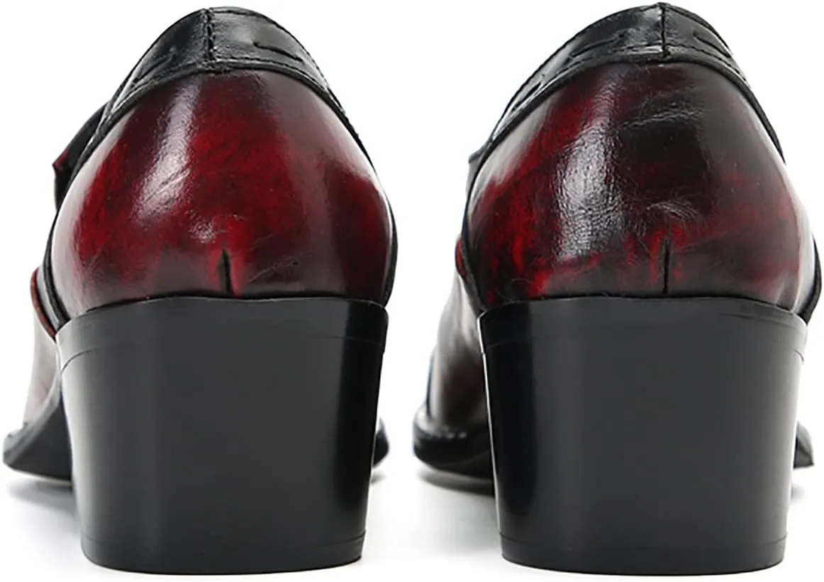 Mens Loafers Silp On Casual Dress Shoes Genunie Leather Metal Wingtip Toe Penny Loafer Fashion Prom Wedding Tuxedo Disco Ballroom Western Cowboy Shoes for Men