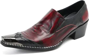 Mens Loafers Silp On Casual Dress Shoes Genunie Leather Metal Wingtip Toe Penny Loafer Fashion Prom Wedding Tuxedo Disco Ballroom Western Cowboy Shoes for Men