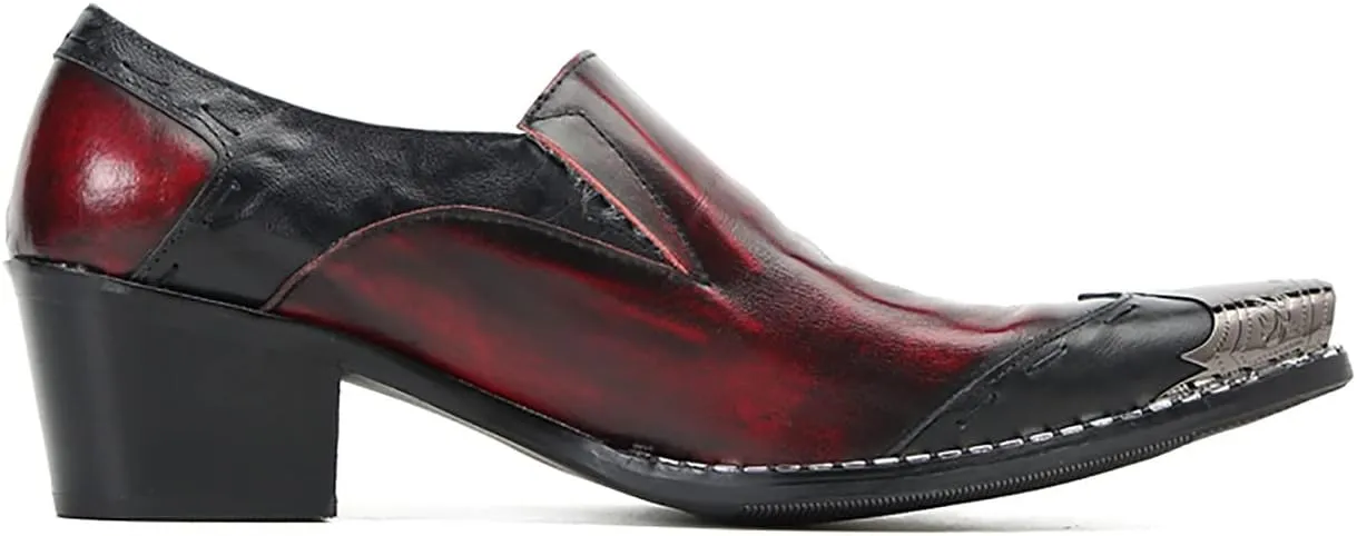 Mens Loafers Silp On Casual Dress Shoes Genunie Leather Metal Wingtip Toe Penny Loafer Fashion Prom Wedding Tuxedo Disco Ballroom Western Cowboy Shoes for Men