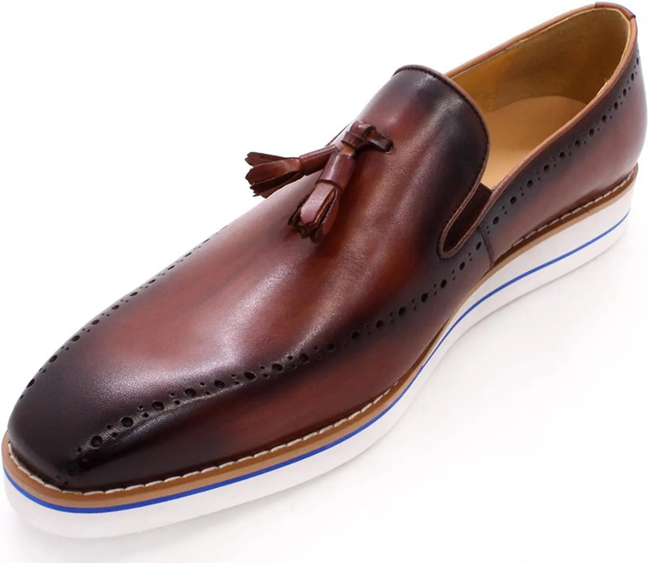 Mens Slip On Shoe Formal Dress Tassel Loafers Genunie Leather Plain Toe Penny Loafer Prom Wedding Business Casual Suit Shoes Comfortable Fashion Tuxedo Shoes for Men