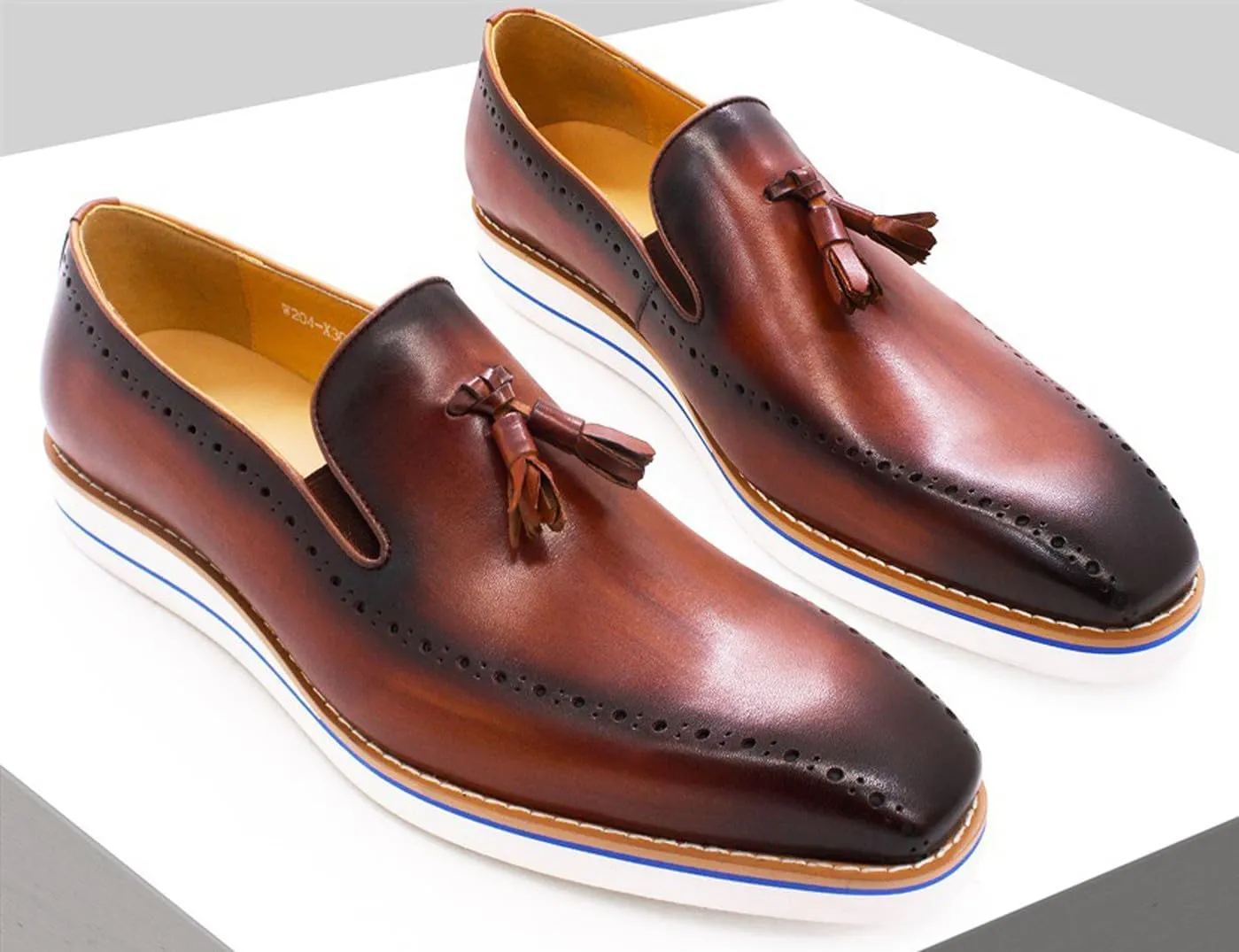 Mens Slip On Shoe Formal Dress Tassel Loafers Genunie Leather Plain Toe Penny Loafer Prom Wedding Business Casual Suit Shoes Comfortable Fashion Tuxedo Shoes for Men