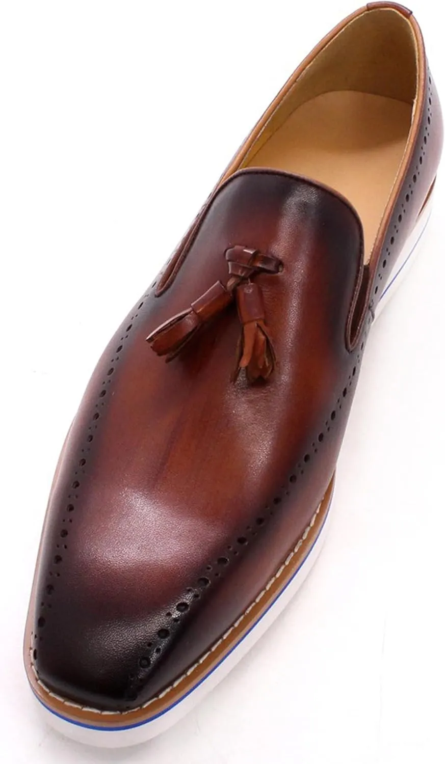 Mens Slip On Shoe Formal Dress Tassel Loafers Genunie Leather Plain Toe Penny Loafer Prom Wedding Business Casual Suit Shoes Comfortable Fashion Tuxedo Shoes for Men