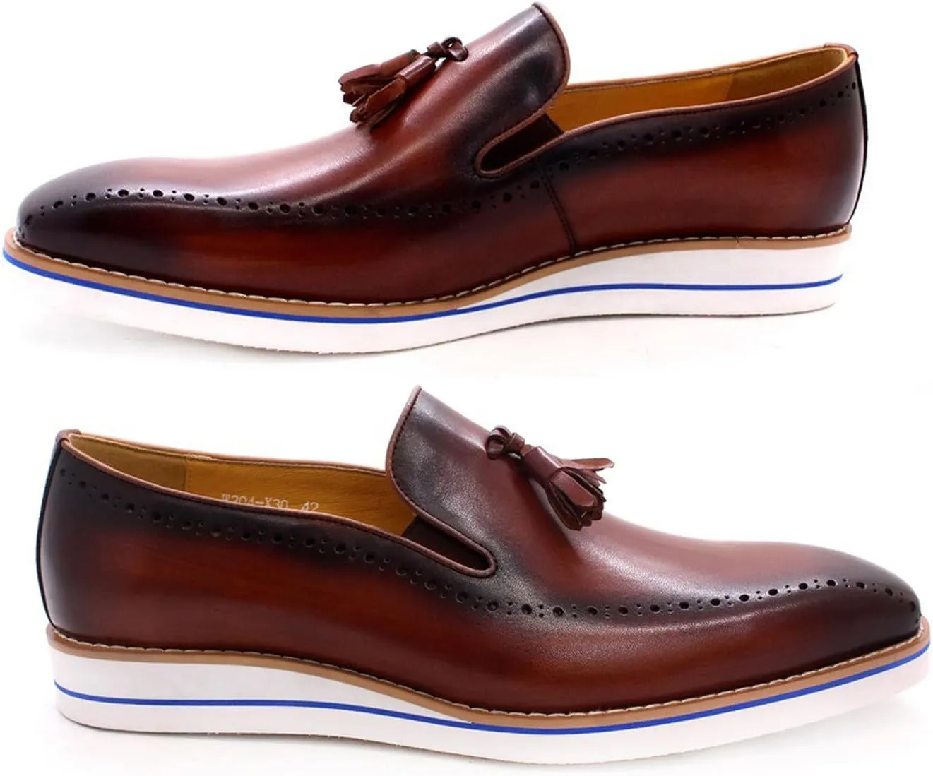 Mens Slip On Shoe Formal Dress Tassel Loafers Genunie Leather Plain Toe Penny Loafer Prom Wedding Business Casual Suit Shoes Comfortable Fashion Tuxedo Shoes for Men