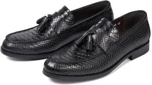 Mens Tassel Loafers Formal Dress Slip On Shoes Genunie Leather Cap Toe Mocasines Business Casual Prom Wedding Crocodile Embossing Penny Loafer Fashion Tuxedo Suit Shoes for Men