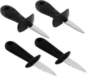 Mikinona 2pcs Steel Oyster Knife Set Seafood Shucker Ergonomic Handle Hanging Hole for Easy Storage