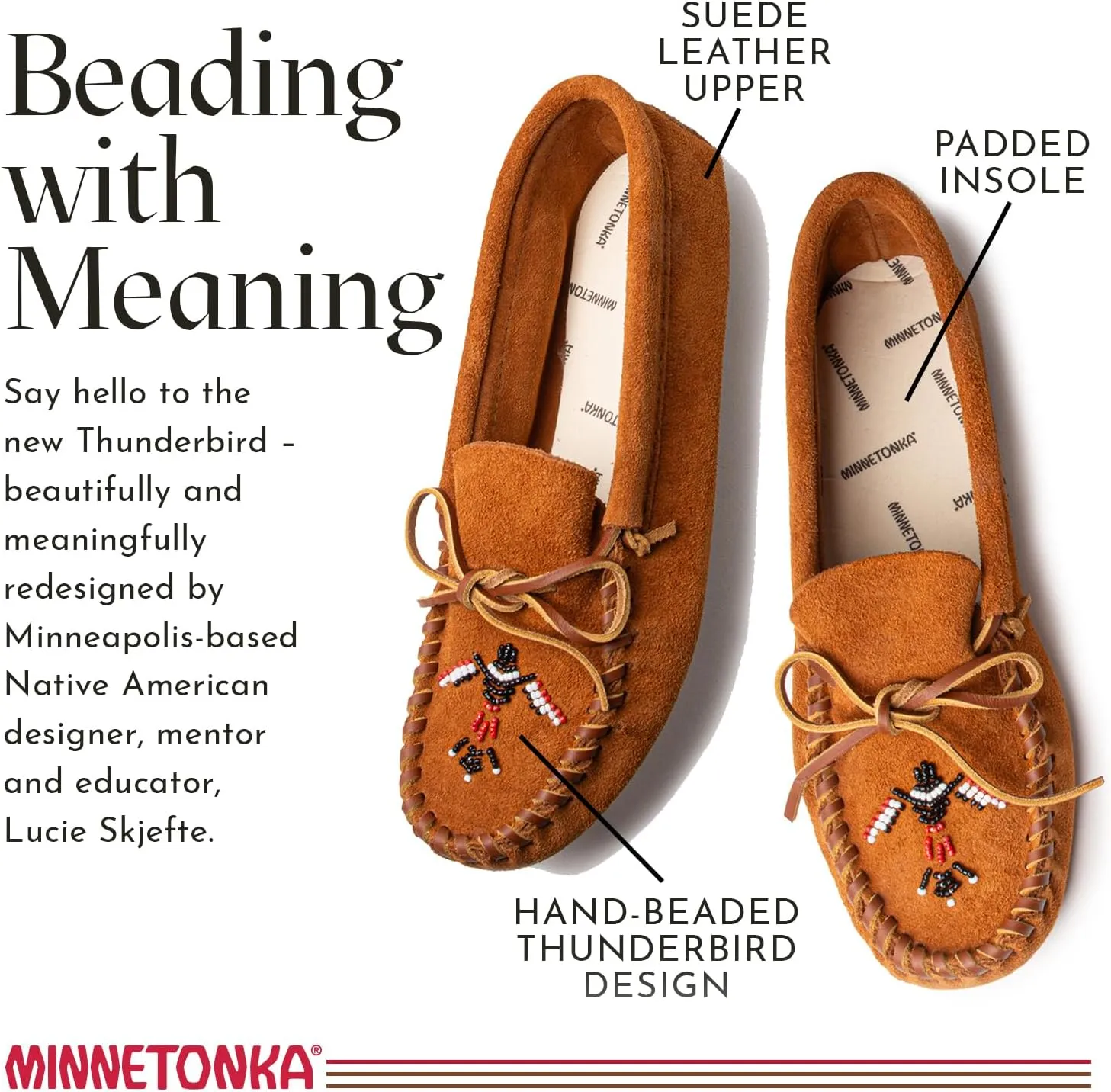Minnetonka Men's Thunderbird Animikii Soft Leather Sole