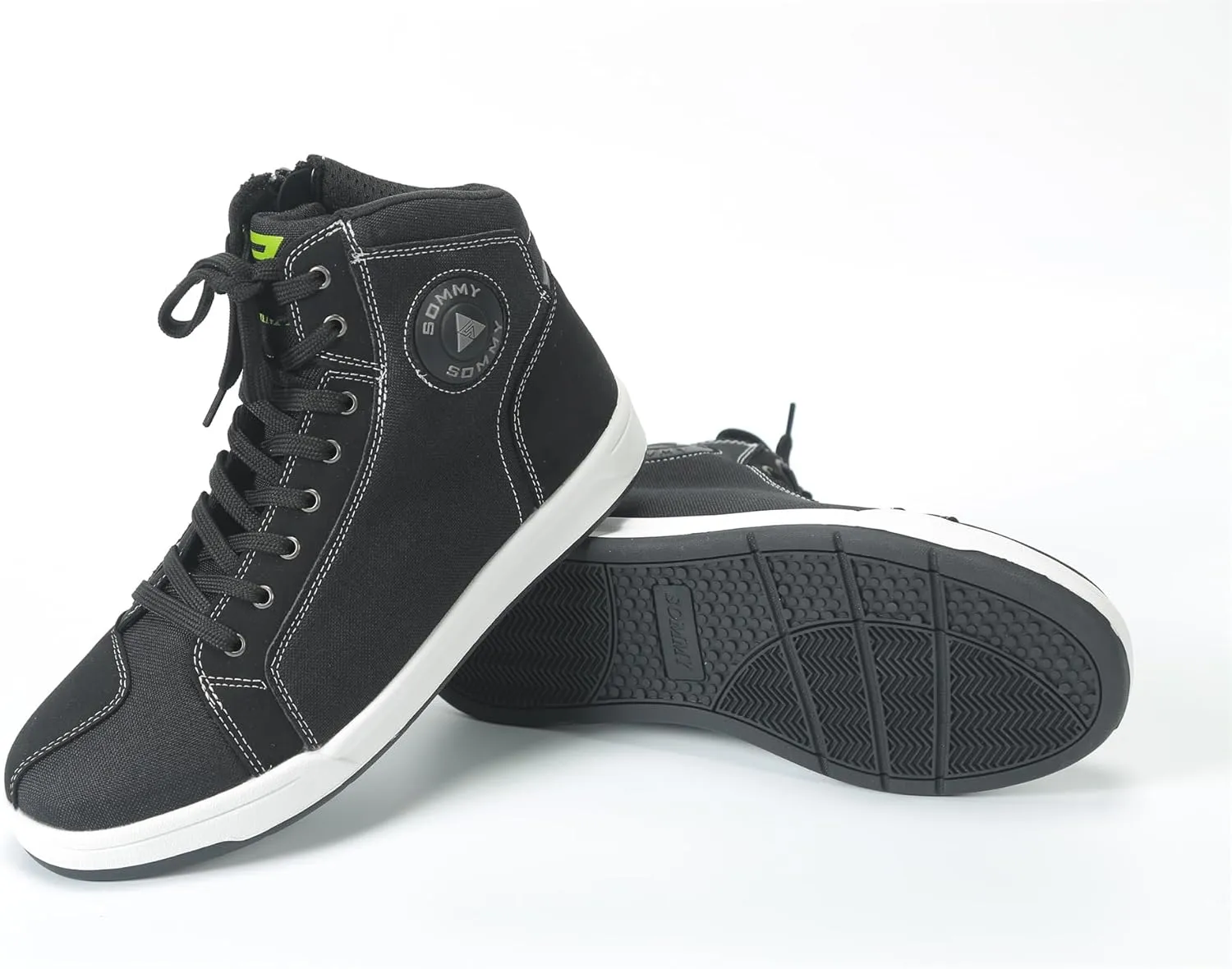 Motorcycle Shoes Men Locomotive Casual Street Sneakers with Wear-Resistant Motorcycle Gear Pad, Side Zipper, Leather Heel Pad, Anti-Slip Soles,Ankle Support Footwear Riding Shoes Anti-Slip Outdoor Shoes