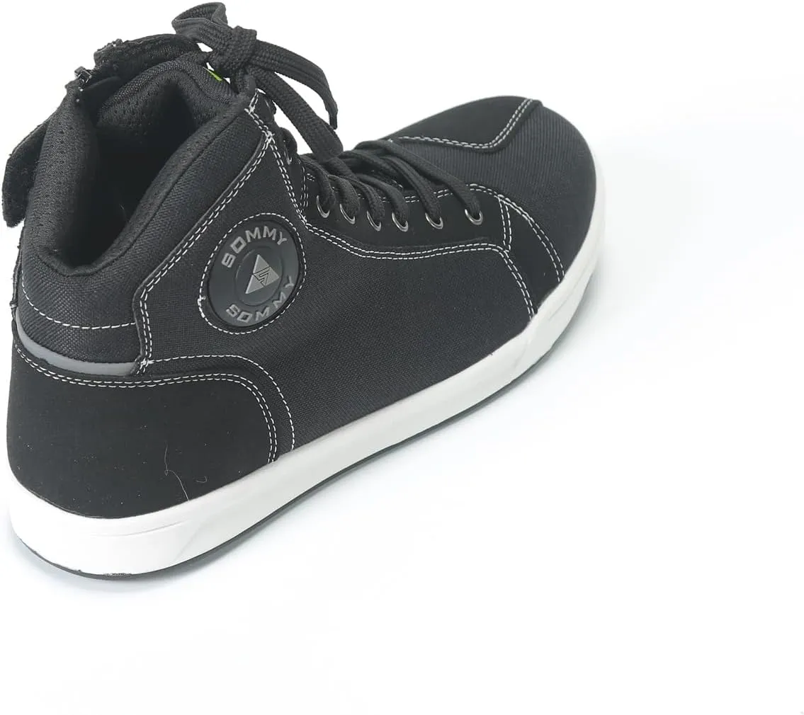 Motorcycle Shoes Men Locomotive Casual Street Sneakers with Wear-Resistant Motorcycle Gear Pad, Side Zipper, Leather Heel Pad, Anti-Slip Soles,Ankle Support Footwear Riding Shoes Anti-Slip Outdoor Shoes