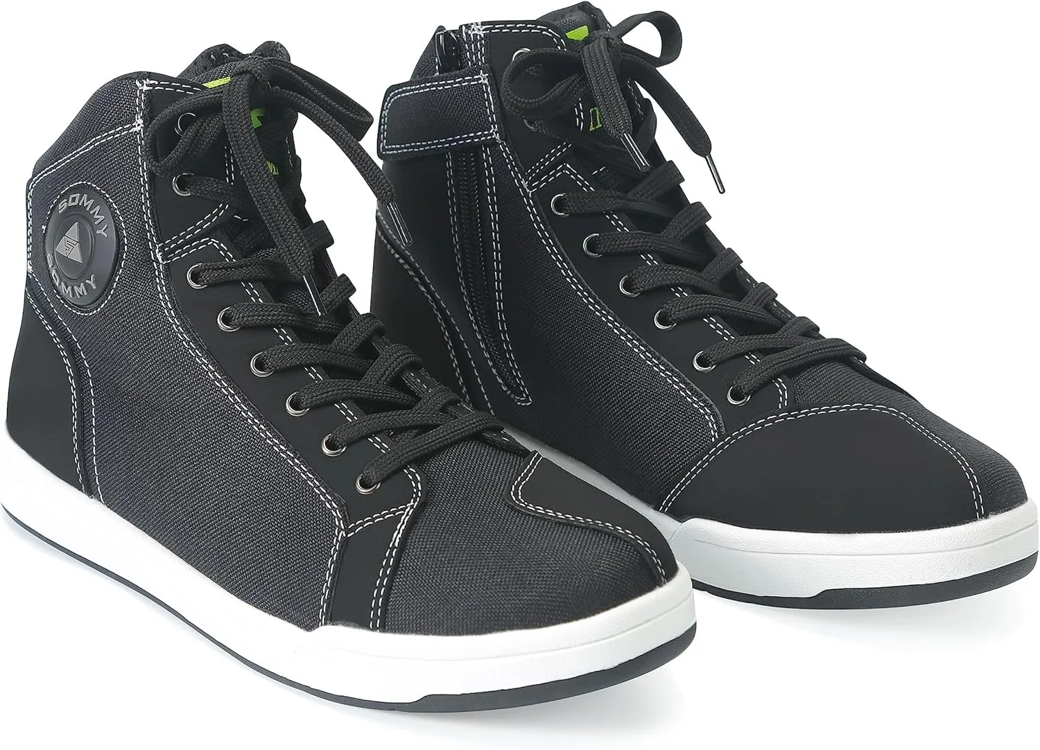 Motorcycle Shoes Men Locomotive Casual Street Sneakers with Wear-Resistant Motorcycle Gear Pad, Side Zipper, Leather Heel Pad, Anti-Slip Soles,Ankle Support Footwear Riding Shoes Anti-Slip Outdoor Shoes