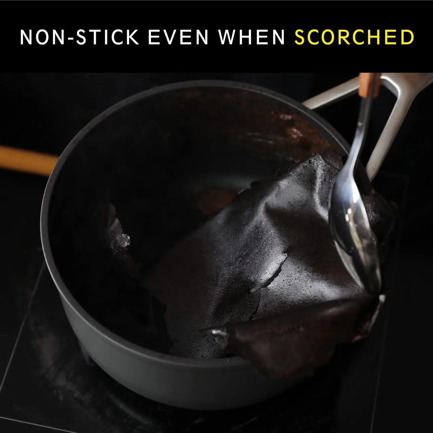 MSMK 3.5 Quart Non stick Sauce Pan with lid, Stay-Cool Handle, Burnt also Nonstick, PFOA Free Non-Toxic, Scratch-resistant, Induction Cooking Pot