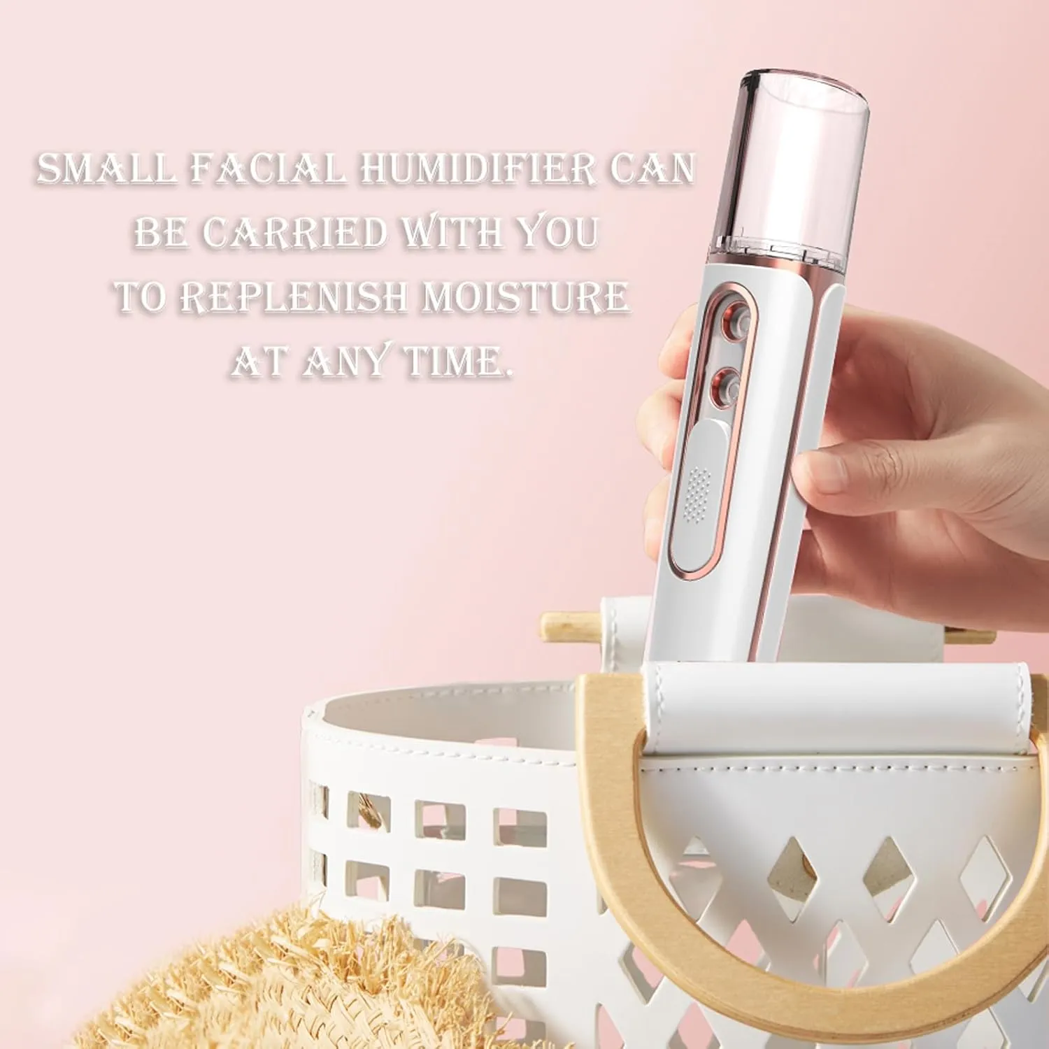Nano Facial Mister, Cool Mist Face Steamer with 2 Spray Nozzle, USB Rechargeable, Visual Water Tank, Nano Mister for Eyelash Extensions, Skin Care, Daily Makeup, Deep Hydrating-Pink