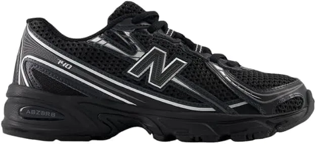 New Balance 740 Big Kids Shoes (Black Silver Metallic, 4)