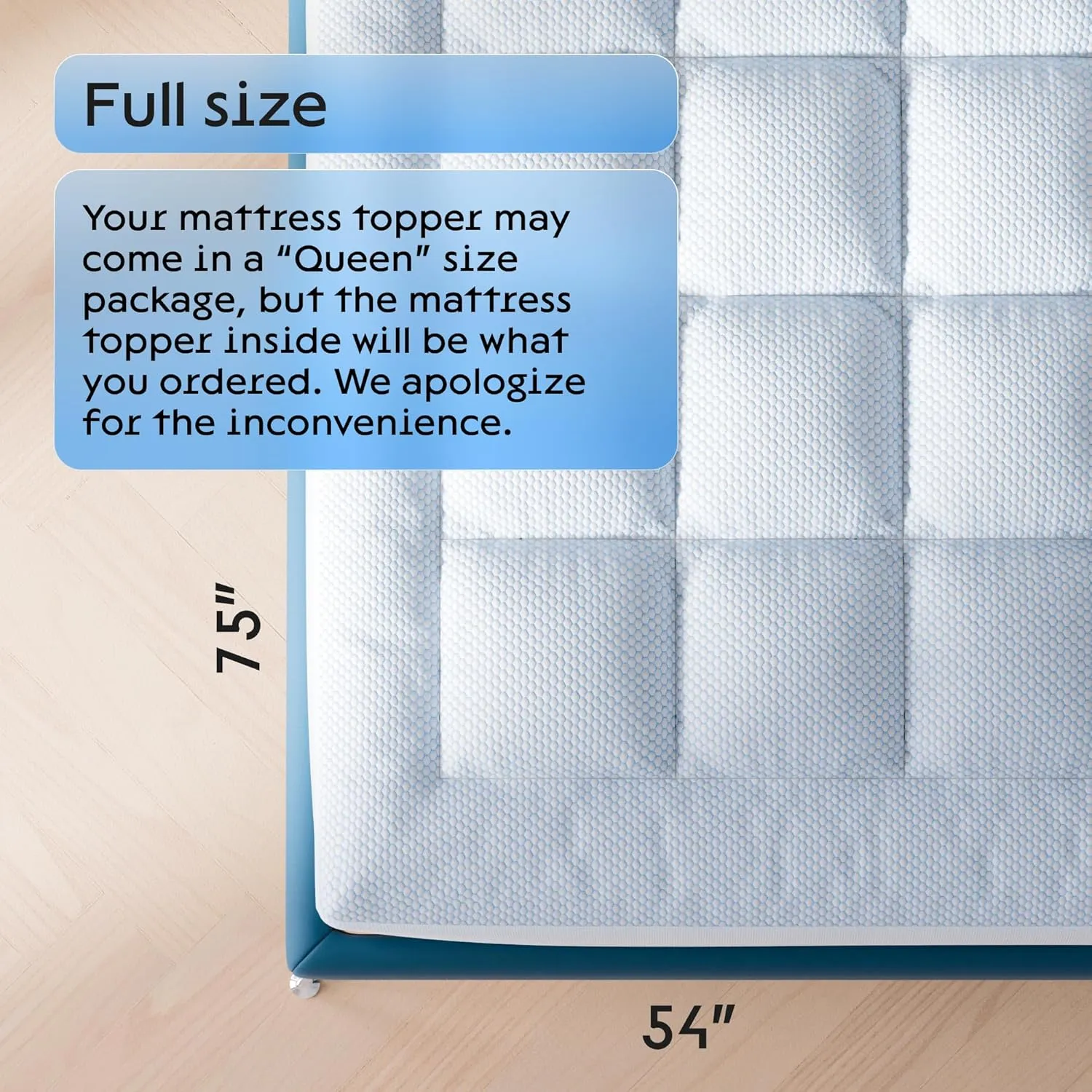 Niagara Cooling Full Mattress Topper - Pillow Top Mattress Cover Quilted Fitted Cooling Topper for Back Pain Deep Pocket Fits 20 Inches (54x75 Inches)
